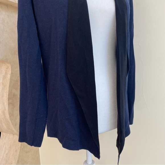 Eileen Fisher Navy Blue And Black Open Front Cardigan Sweater Jacket XS - Picture 6 of 10